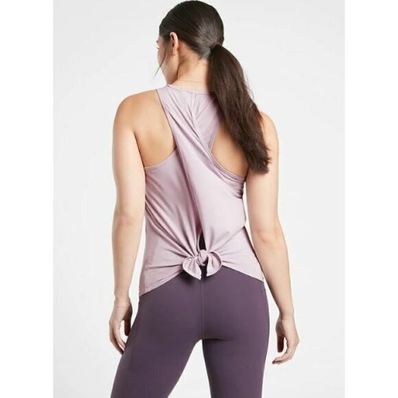 Athleta XXS Mauve Essence Tie Back Tank Criss Cross Back Relaxed Fit Yoga $69 - Picture 1 of 8
